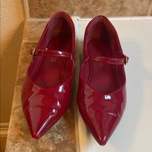 Dream Pairs Red Patent Mary Jane Pointed Flats